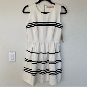 Gibson and Latimer White and black fit and flare dress